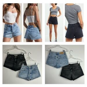 PacSun Bundle Sz 23 High Rise Festival Jean Shorts Mom Black Denim Cuffed Cotton